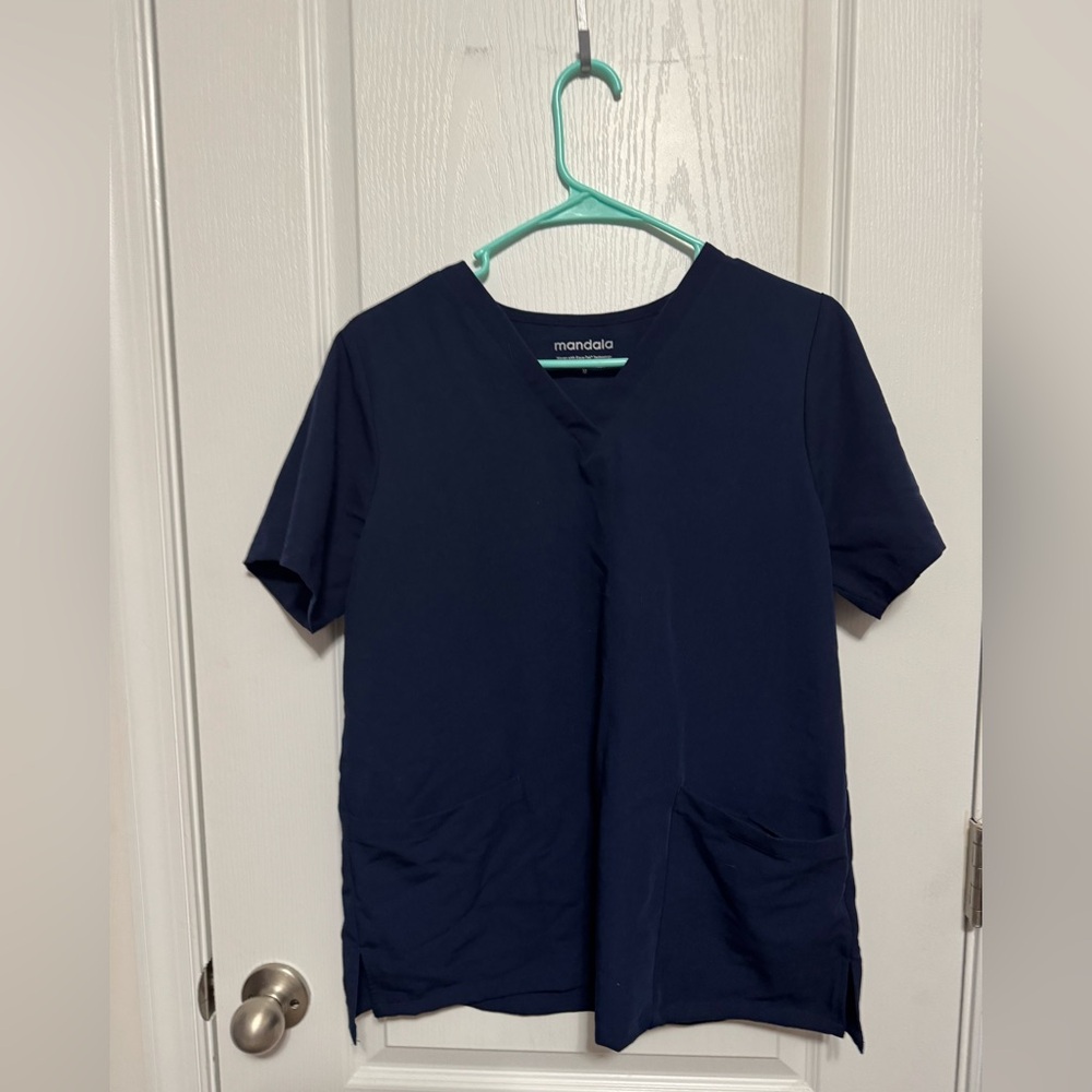 Mandala Navy Blue Scrub Top